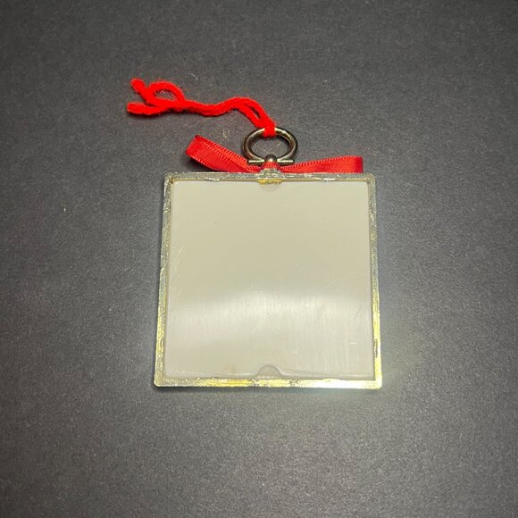 VTG Square Finished Framed Cross Stitch Santa Claus & Christmas Tree Ornament - Picture 3 of 3